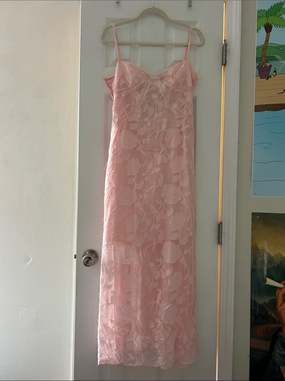 Amazon Pink Floral Lace Slip Dress